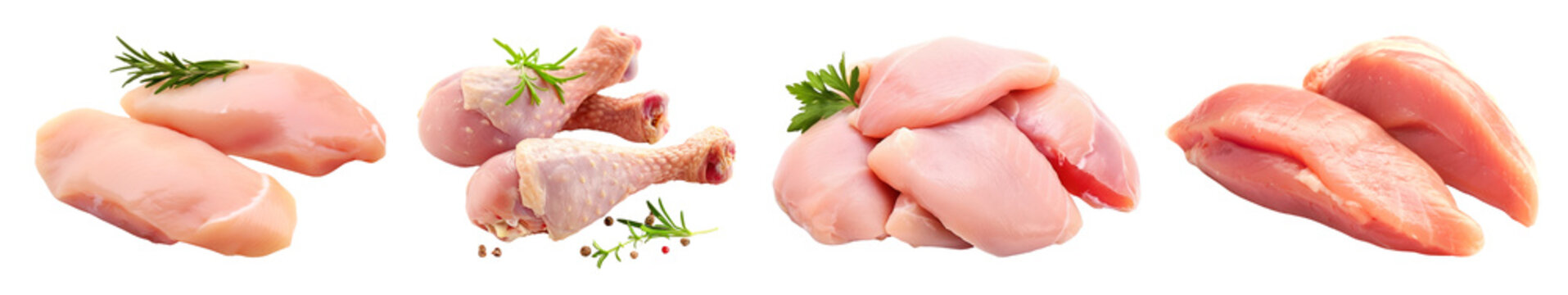 Chicken meat png element set on transparent background