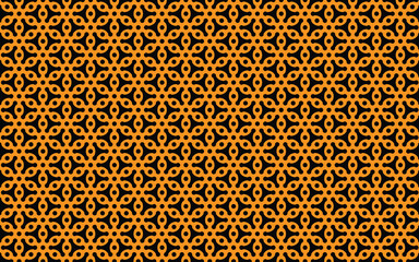 geometric polygon flower black color with orange background seamless pattern jpg