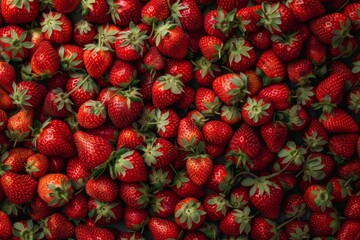 Garden strawberry texture background, strawberry fruits pattern, many strawberries mockup, ripe berries