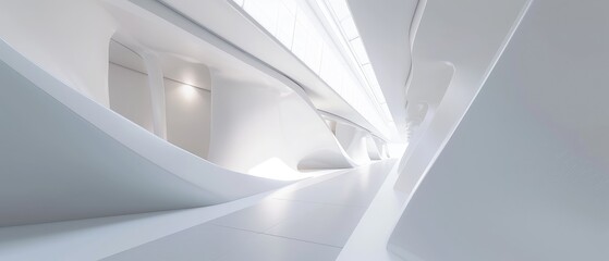 Futuristic White Curved Architecture Interior Design