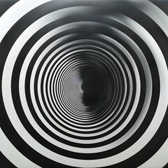 Captivating Monochrome Spiral Tunnel Optical Illusion with Mesmerizing Geometric Patterns Drawing the Viewer In