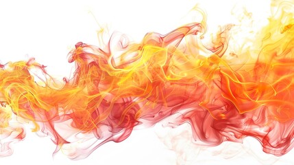 Fire flames isolated on white background ,Abstract fire flames for background ,An explosion of colored paints in water on a white background