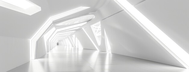 Futuristic White Corridor with Sleek Design Aesthetics