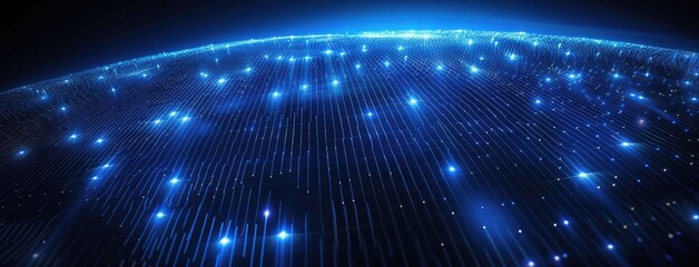 Fototapeta premium Abstract Glowing Network Lines on Dark Background