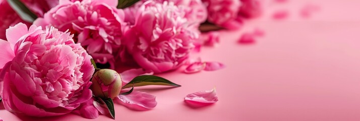 Image generated by artificial intelligence showing peonies on a soft pink background for Mother's Day