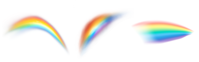 Rainbow effect png element set on transparent background