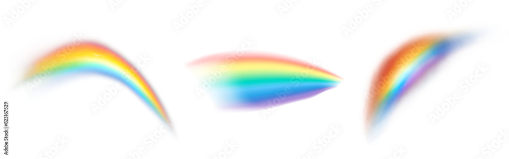 Wall mural rainbow effect png element set on transparent background
