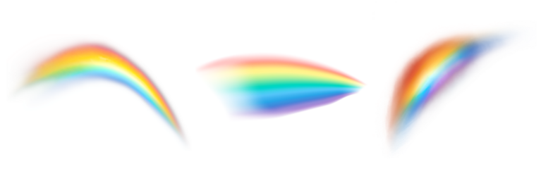 Rainbow effect png element set on transparent background