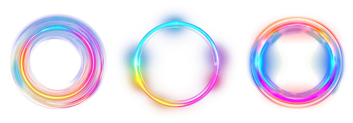 Circle light effect png element set on transparent background
