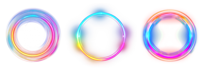 Circle light effect png element set on transparent background