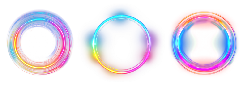 Circle light effect png element set on transparent background