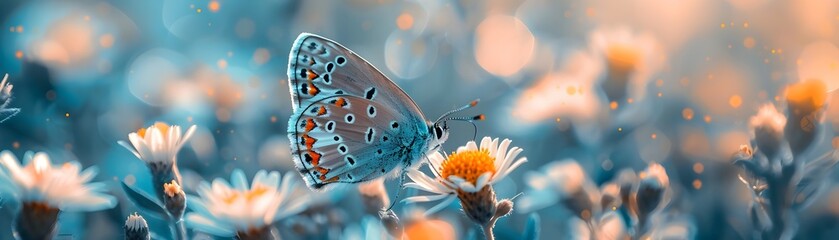 Vibrant Butterfly Resting on Delicate Wildflower in Serene Natural Setting
