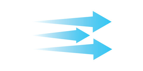 Set of blue arrow showing air flow. Vector design with white background. 123