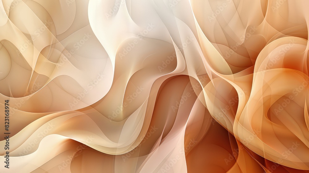 Wall mural a captivating abstract shapes and forms background featuring flowing organic shapes in warm earthy t
