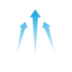 Set of blue arrow showing air or wind flow. Air conditioner direction with white background.