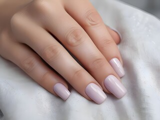 Naklejka premium Close-up of Manicured Woman’s Fingernails Painted in a Classic pink