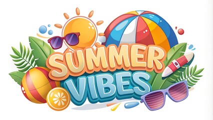 Fototapeta premium Summer vibes background illustration