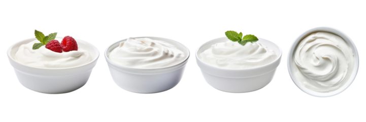 Fresh Greek yogurt png element set on transparent background