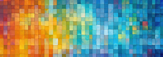 Fototapeta premium Vibrant Mosaic Spectrum - Abstract Art Panorama