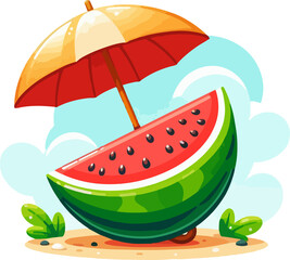 Watermelon illustration created by artificial intelligence.
