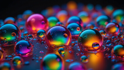 Colorful background with lots of rainbow bubbles