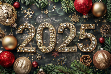 2025 gemstone numbers, new year diamond greeting card, gem celebrate banner, vip crystal eve poster