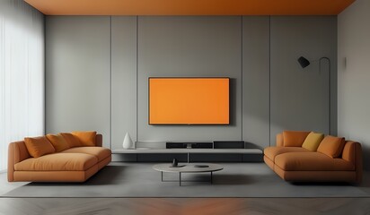Modern Tranquility: Immerse Yourself in Contemporary Comfort with a High-Resolution Minimalist TV Lounge Design