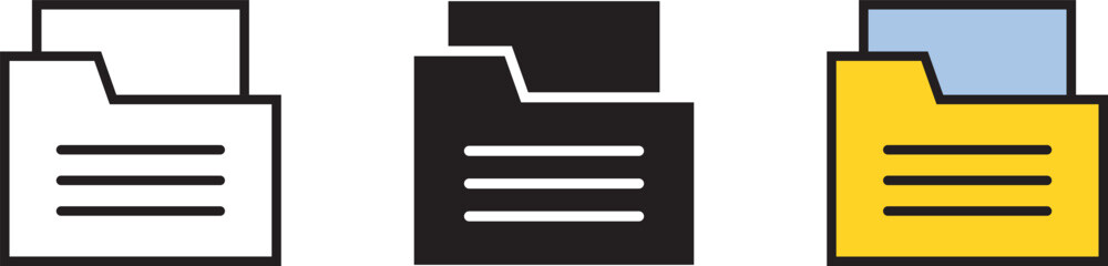 Computer Folder Icon in lined, isolated and colored style. Vector ilustration