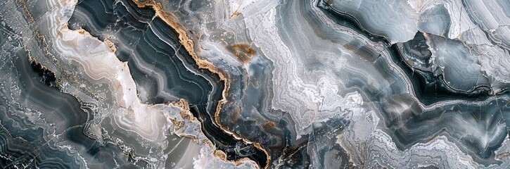 Obraz premium A closeup of the marble surface, showcasing its intricate patterns and textures in shades of grey with hints of brown and white, creating an elegant and timeless aesthetic
