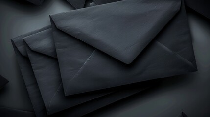 A black background with black envelopes. Generative AI.