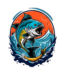Fishing logo design template illustration . Sport fishing Logo
