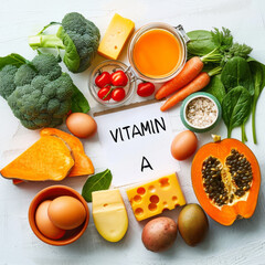 Vitamin A food, carrots, sweet potatoes, spinach, kale, apricots, cantaloupe, bell peppers, mangoes