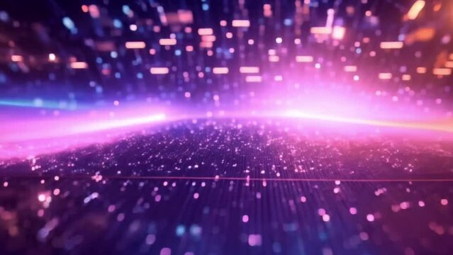 Abstract digital data stream visual. High-speed light particles. Cybersecurity and technology concept.4k JD