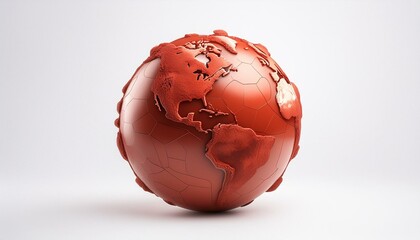 Globe terrestre rouge sur fond blanc