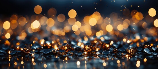 Abstract Glittering Lights on Dark Background