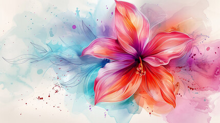 Obraz premium Watercolor Flower Tracing.