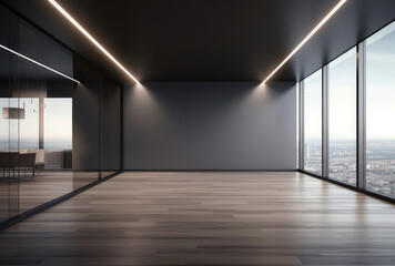 Obraz premium Spacious Modern Office Interior with City View