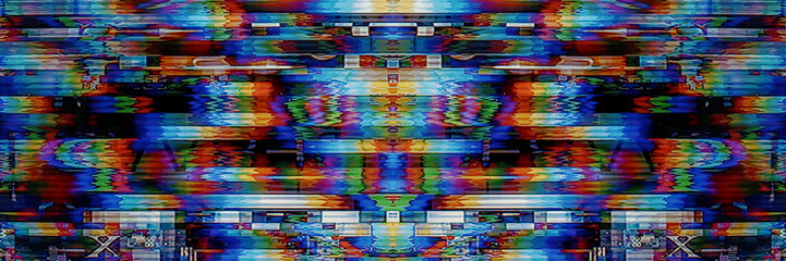 Close-up of colorful abstract tv screen, LCD pixels macro