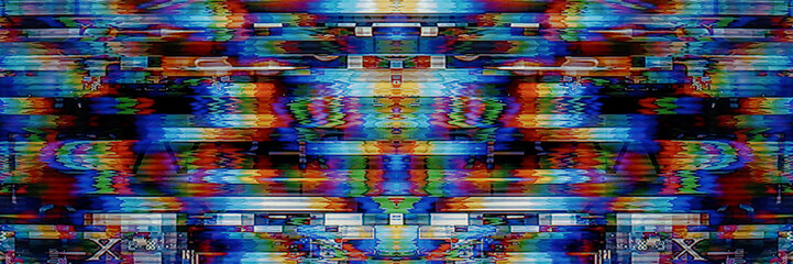 Close-up of colorful abstract tv screen, LCD pixels macro