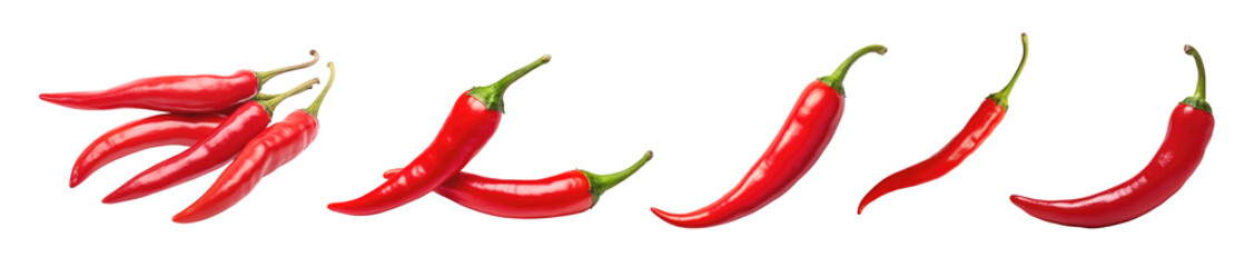 Red chili pepper png element set on transparent background