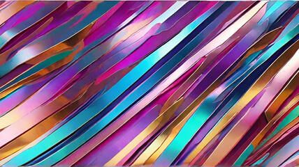 Abstract background metallic stripes holographic foil image. Ai Generated.