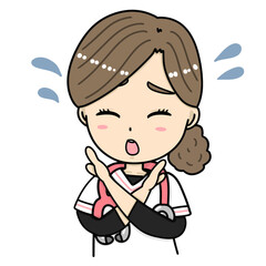 NGサインをする看護師のイラスト