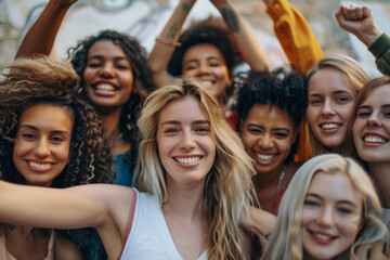 Fototapeta premium Group of women of various ages smiling and standing together