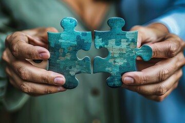 Person holding two puzzle pieces