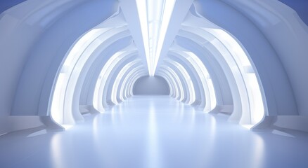 Obraz premium Futuristic Blue Arched Tunnel Interior Design