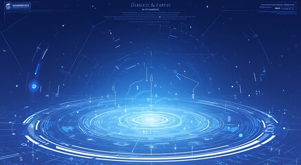 Fototapeta premium Futuristic Blue Holographic Circles with Neon Glow