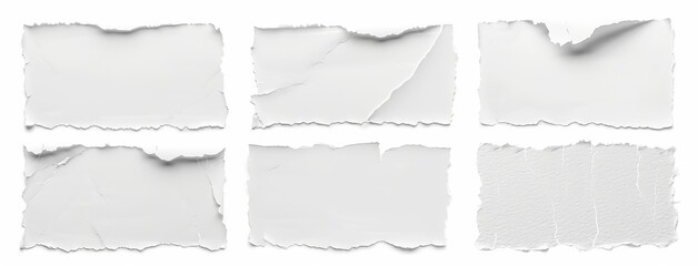Fototapeta premium Set of Isolated Torn Paper Edges on White