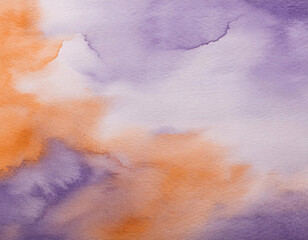 Watercolor Background with Violet and Orange Hues: Abstract Art