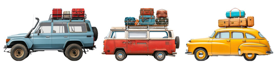 Obraz premium Road trip car png element set on transparent background