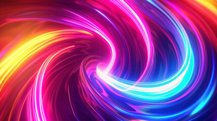 Neon lines dance in vibrant colors, creating an abstract psychedelic backdrop.